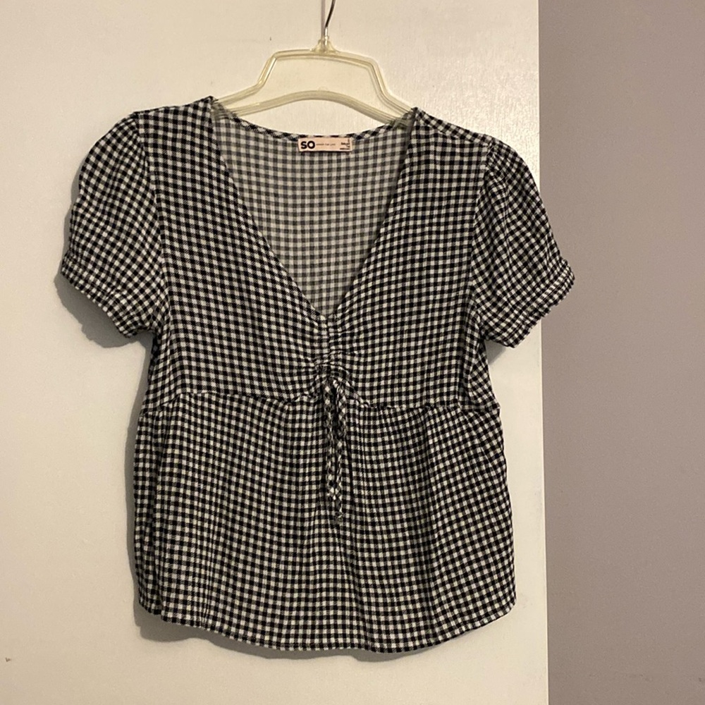 SO Juniors Front Cinch Babydoll Top